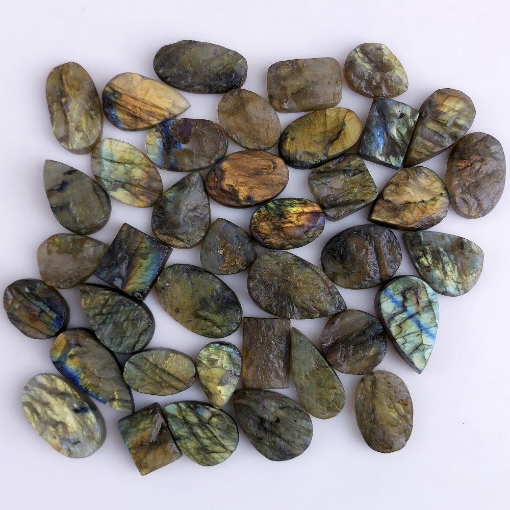 39Pcs 590Cts Natural Labradorite Druzy Cabochon Loose Gemstone Mix Shape And Size Labradorite Flat Back Unpolished Wholesale Lot 23x12 11x10mm #8511