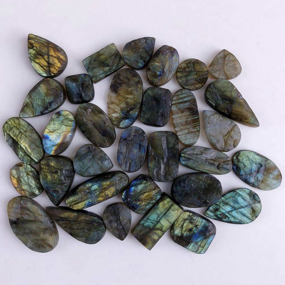 32Pcs 578Cts Natural Labradorite Druzy Cabochon Loose Gemstone Mix Shape And Size Labradorite Flat Back Unpolished Wholesale Lot 27x10 15x11mm #2303