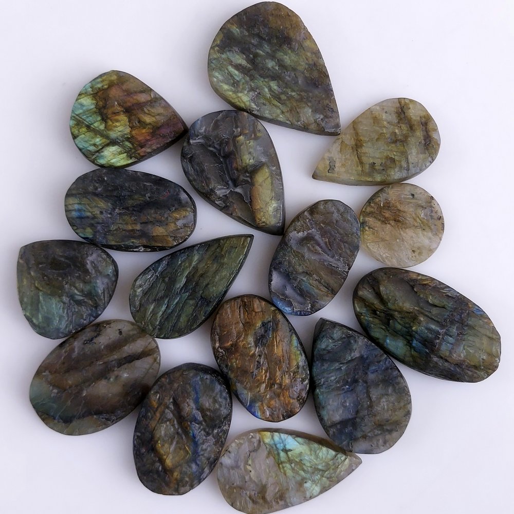 15Pcs 446Cts Natural Labradorite Druzy Cabochon Loose Gemstone Mix Shape And Size Labradorite Flat Back Unpolished Wholesale Lot 30x20 22x18 mm #8513