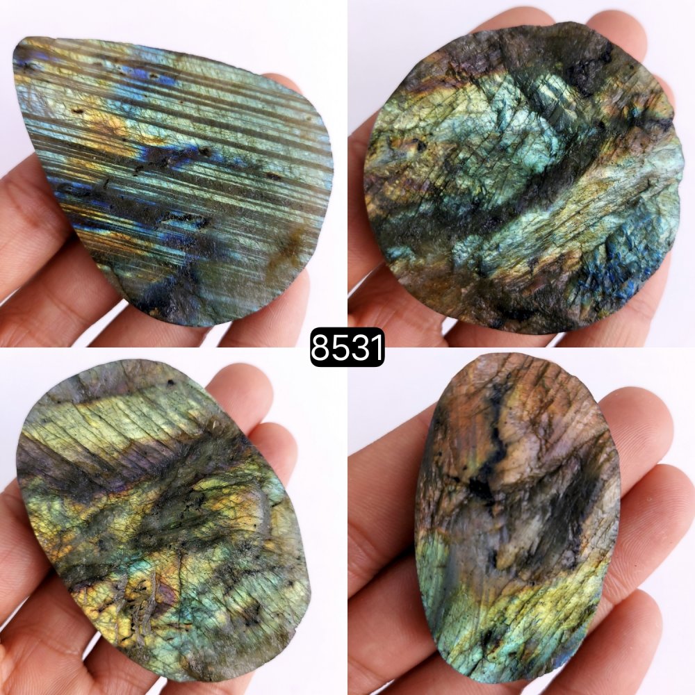 4Pcs 1029Cts Natural Labradorite Druzy Cabochon Loose Gemstone Mix Shape And Size Labradorite Flat Back Unpolished Wholesale Lot 70x46 50x28mm #8531
