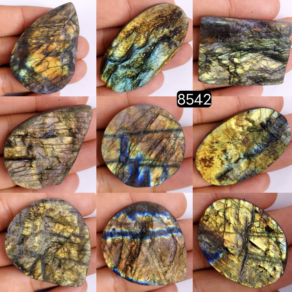 9Pcs 965Cts Natural Labradorite Druzy Cabochon Loose Gemstone Mix Shape And Size Labradorite Flat Back Unpolished Wholesale Lot 55x28 32x24mm #8542