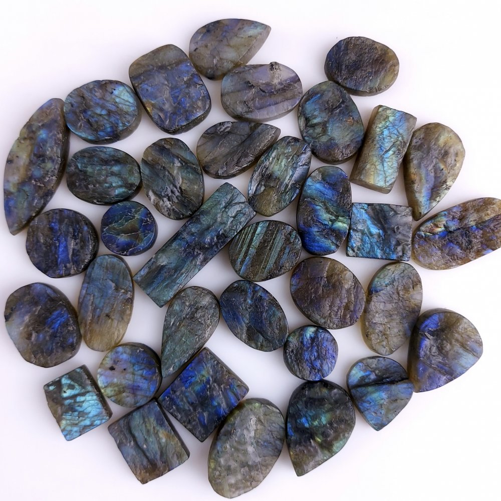 35Pcs 574Cts Natural Labradorite Druzy Cabochon Loose Gemstone Mix Shape And Size Labradorite Flat Back Unpolished Wholesale Lot 25x12 15x12mm #8544