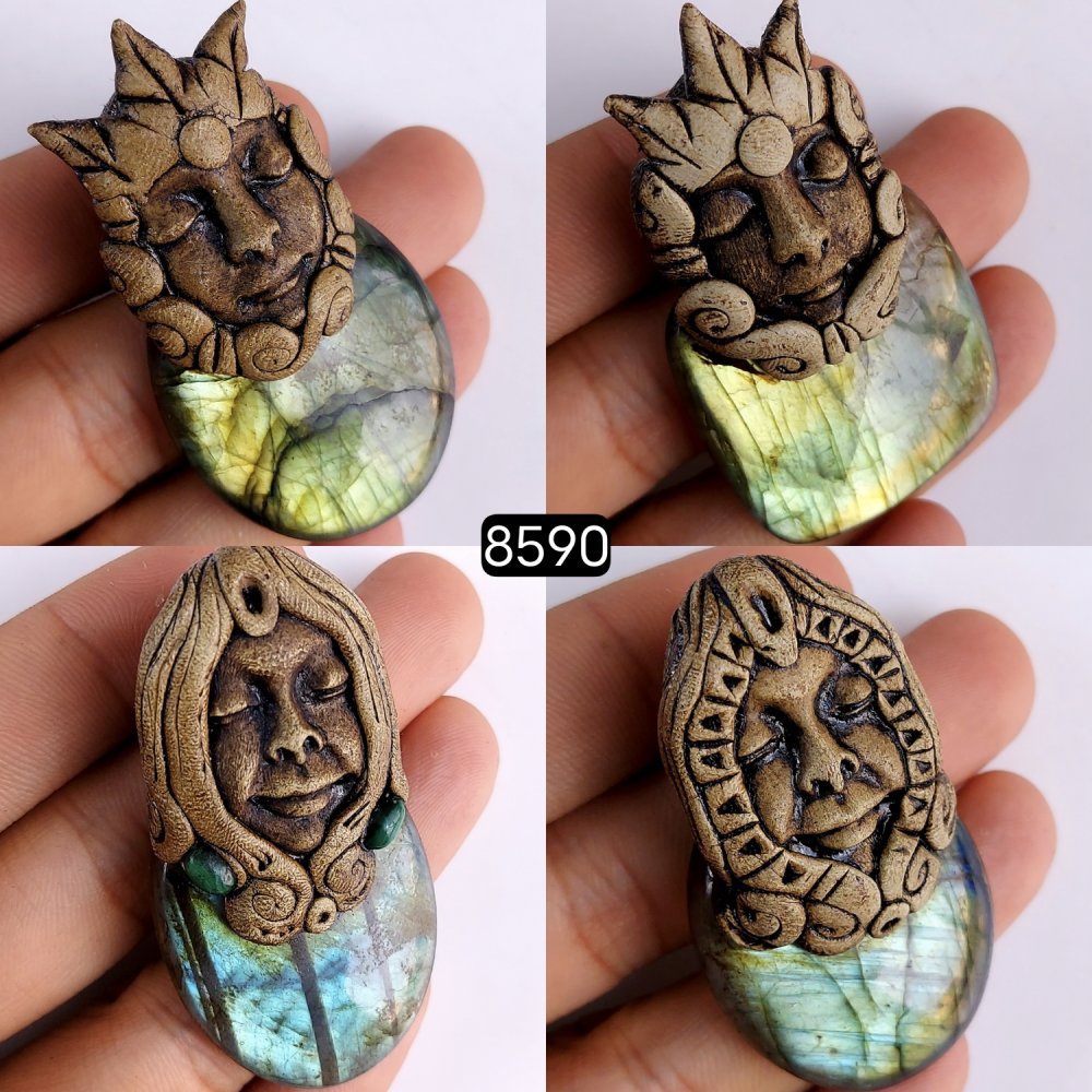 4Pcs 546Cts Natural Labradorite Polymer Clay Pendant Multi fire Labradorite Gemstone Pendant Crystal Clay Mix Shape And Size Lot59x30 29x29mm #8590