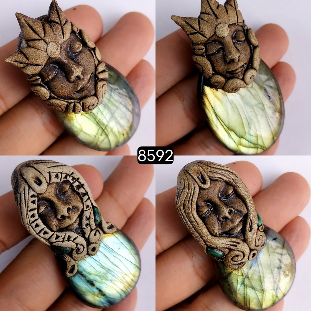 4Pcs 562Cts Natural Labradorite Polymer Clay Pendant Multi fire Labradorite Gemstone Pendant Crystal Clay Mix Shape And Size Lot66x33 60x27 mm #8592