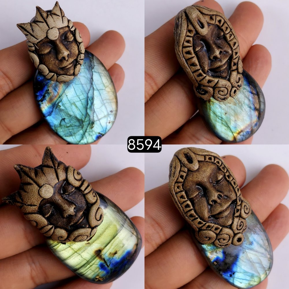 4Pcs 587Cts Natural Labradorite Polymer Clay Pendant Multi fire Labradorite Gemstone Pendant Crystal Clay Mix Shape And Size Lot70x38 58x27 mm #8594
