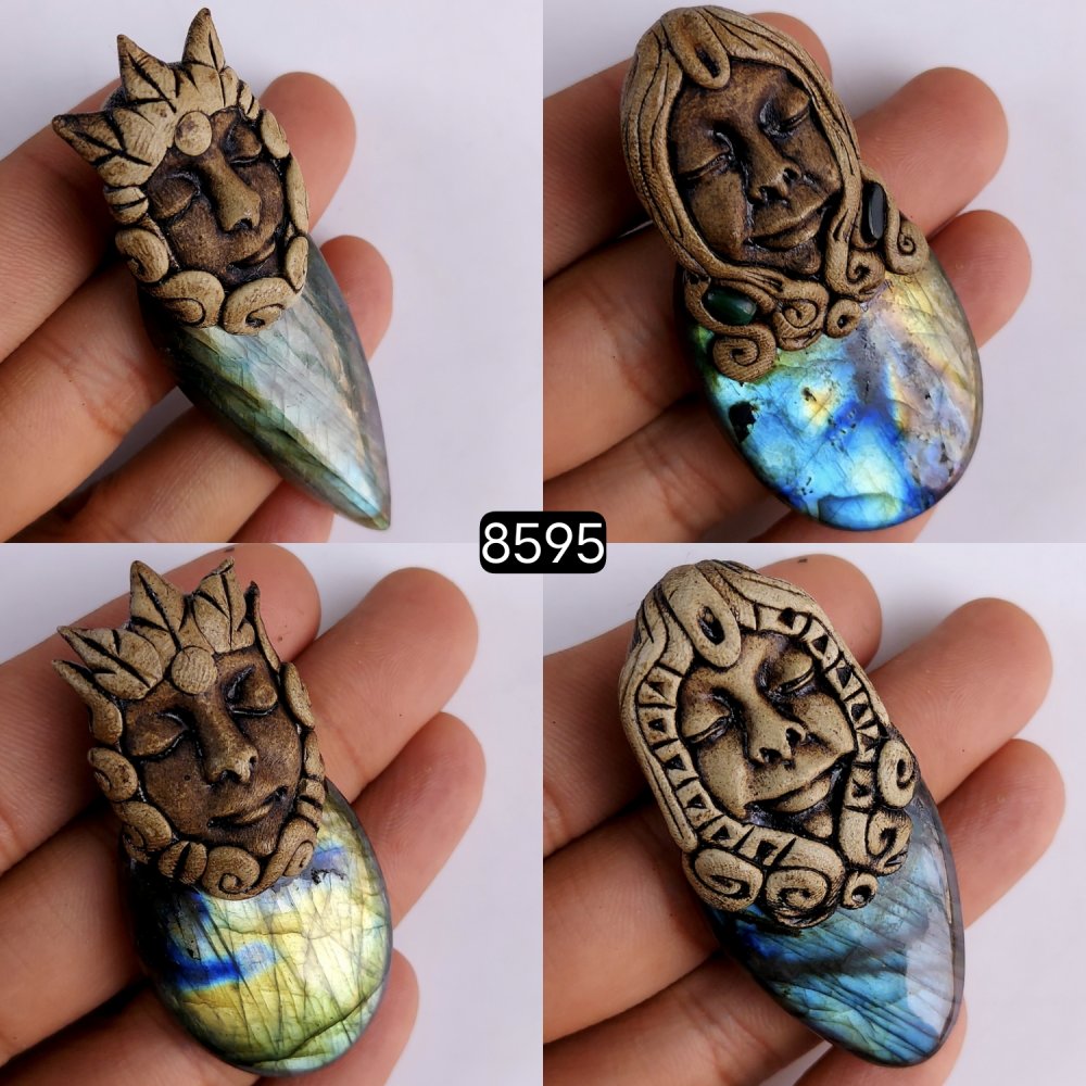 4Pcs 514Cts Natural Labradorite Polymer Clay Pendant Multi fire Labradorite Gemstone Pendant Crystal Clay Mix Shape And Size Lot70x24 57x27 mm #8595