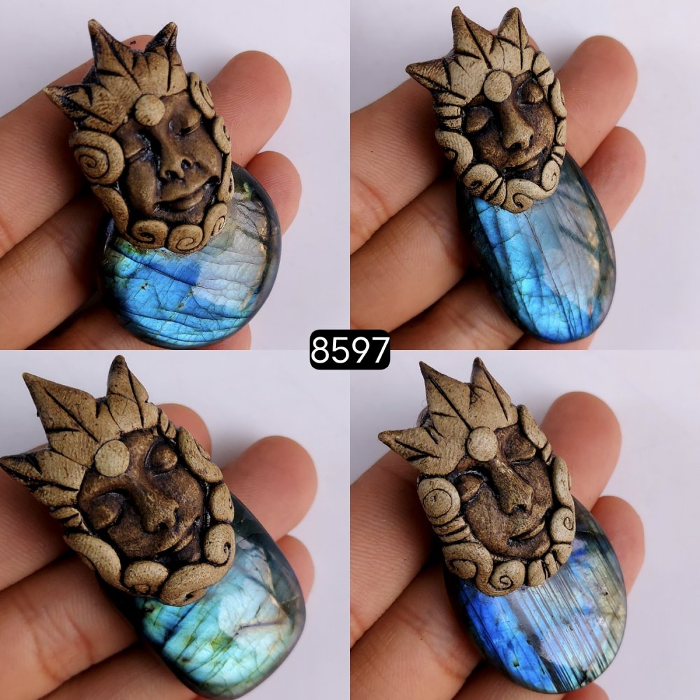4Pcs 511Cts Natural Labradorite Polymer Clay Pendant Multi fire Labradorite Gemstone Pendant Crystal Clay Mix Shape And Size Lot65x26 60x34mm #8597