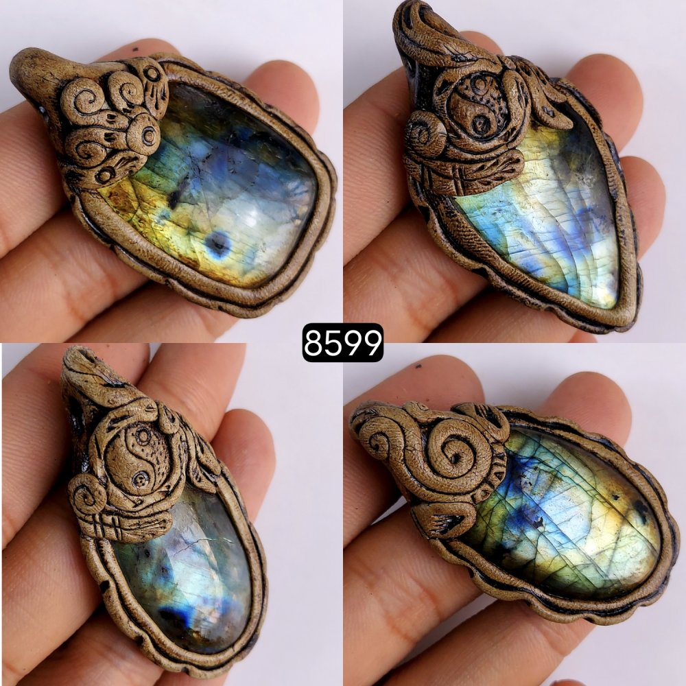 4Pcs 367Cts Natural Labradorite Polymer Clay Pendant Multi fire Labradorite Gemstone Pendant Crystal Clay Mix Shape And Size Lot59x29 54x29 mm #8599