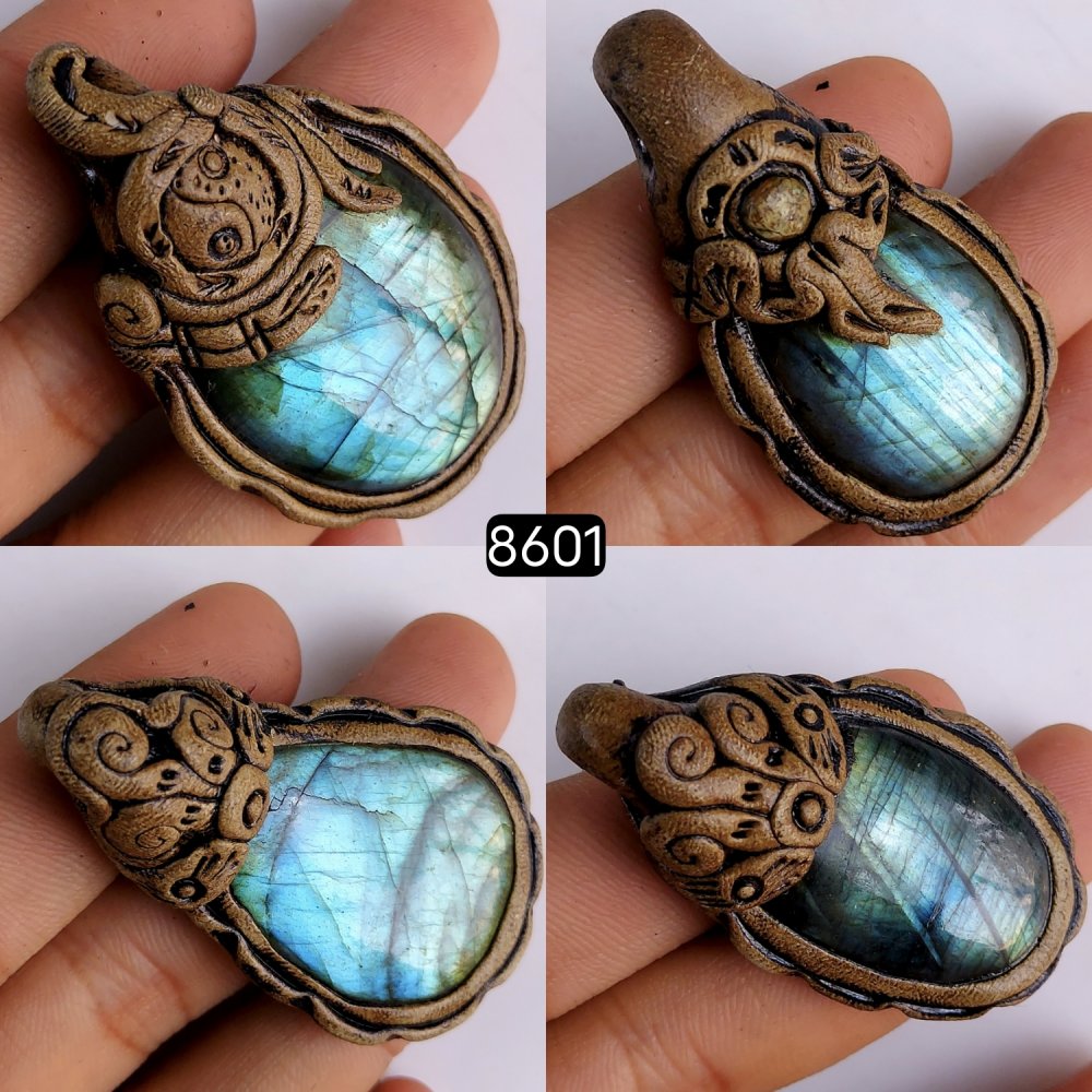 4Pcs 331Cts Natural Labradorite Polymer Clay Pendant Multi fire Labradorite Gemstone Pendant Crystal Clay Mix Shape And Size Lot63x32 49x26mm #8601