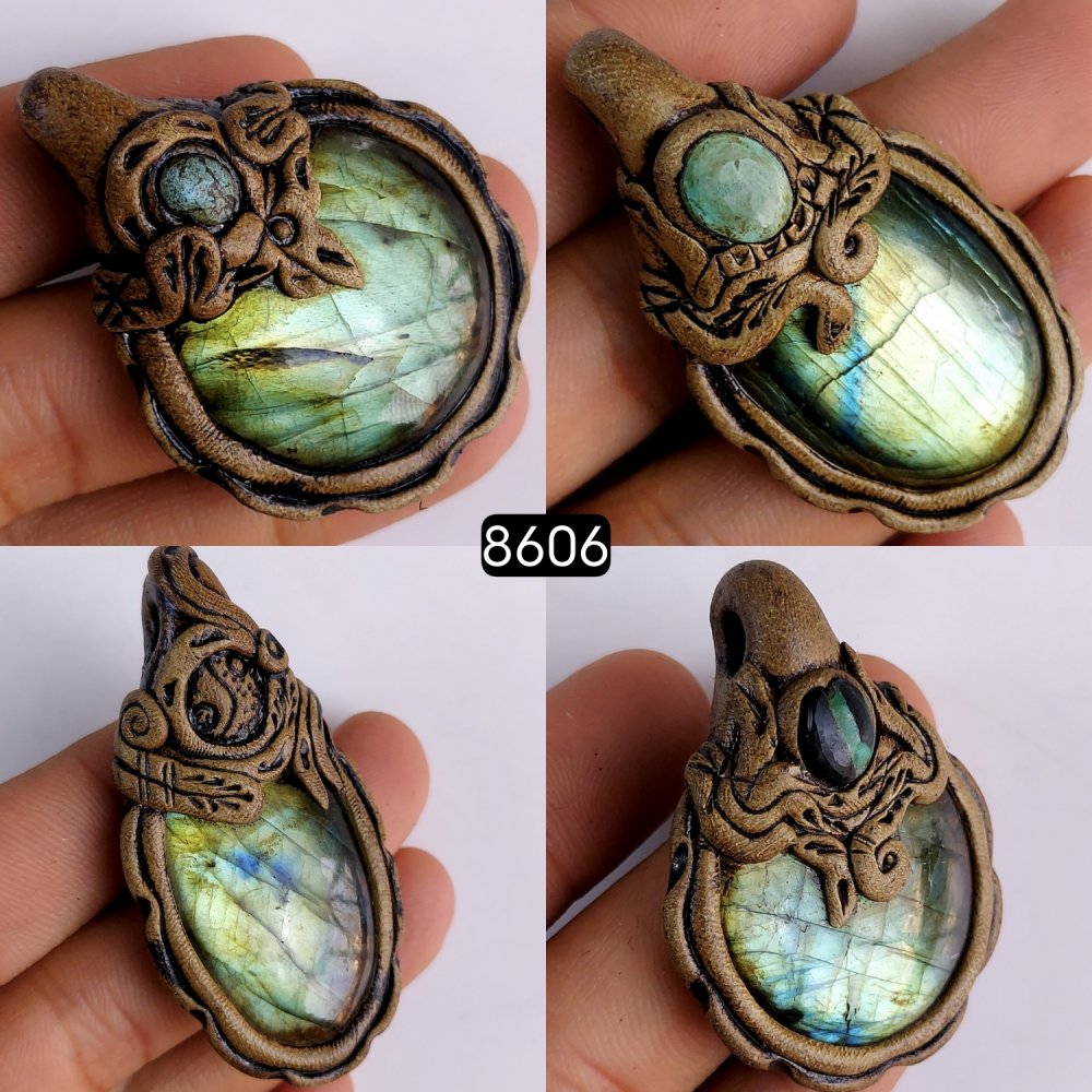 4Pcs 345Cts Natural Labradorite Polymer Clay Pendant Multi fire Labradorite Gemstone Pendant Crystal Clay Mix Shape And Size Lot57x29 45x29 mm #8606