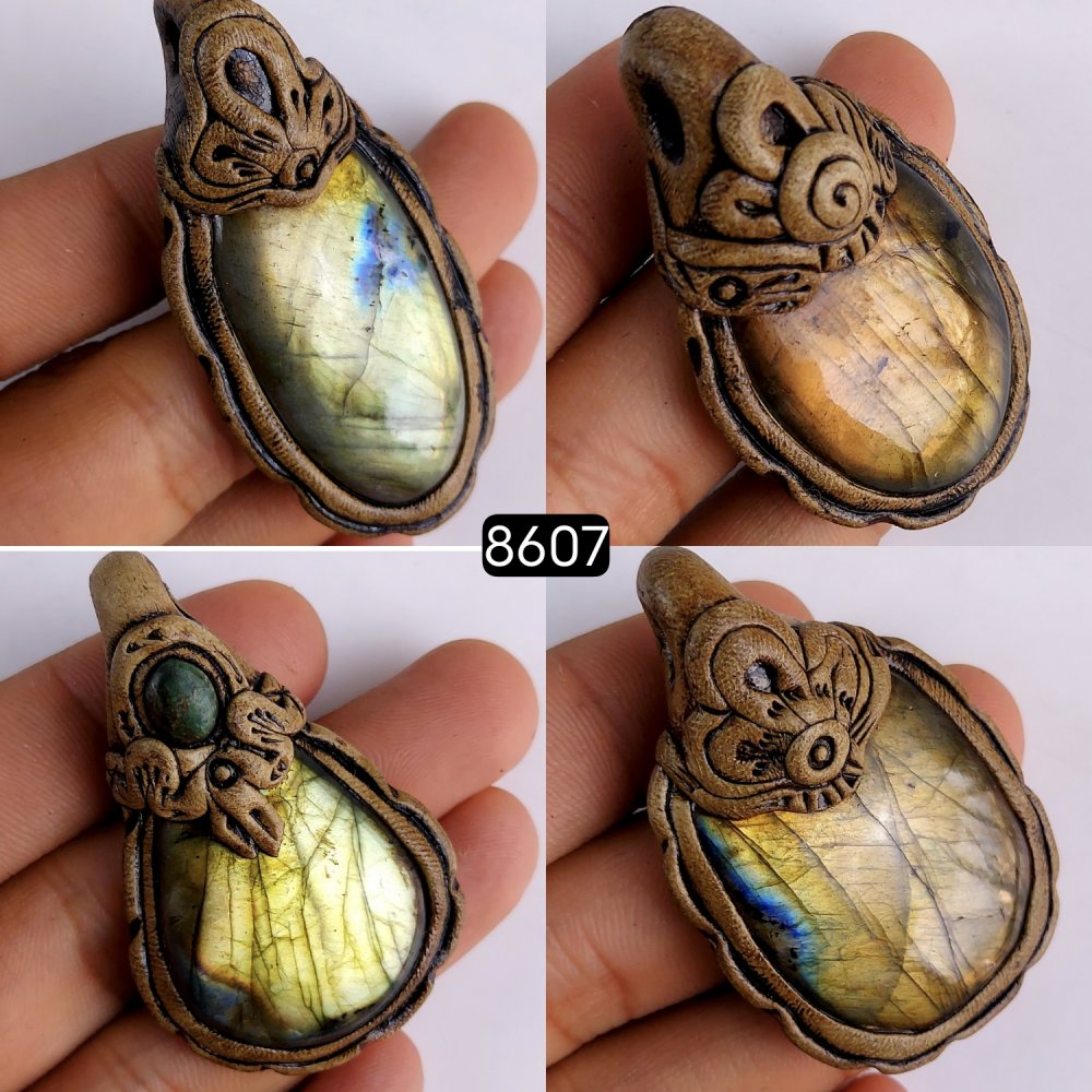 4Pcs 402Cts Natural Labradorite Polymer Clay Pendant Multi fire Labradorite Gemstone Pendant Crystal Clay Mix Shape And Size Lot59x29 43x33 mm #8607