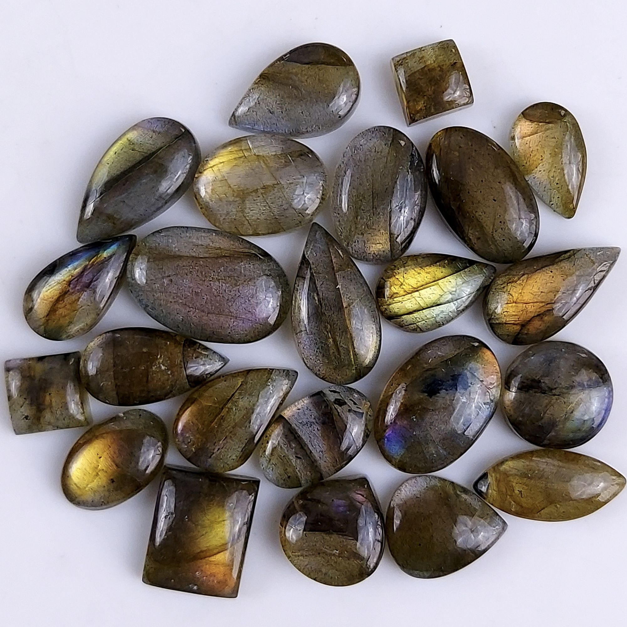23Pcs 88Cts Natural Purple Fire Labradorite Cabochon Loose Gemstone Lot For Jewelry Making 15x10 6x6mm #8642