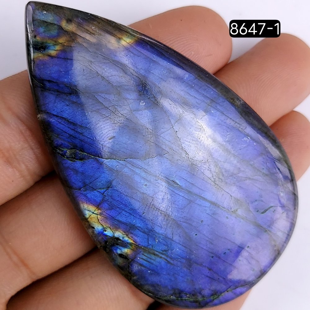 1Pcs 155Cts Natural Blue Fire Labradorite Cabochon Loose Gemstone Lot For Jewelry Making 69x40mm #8647-1