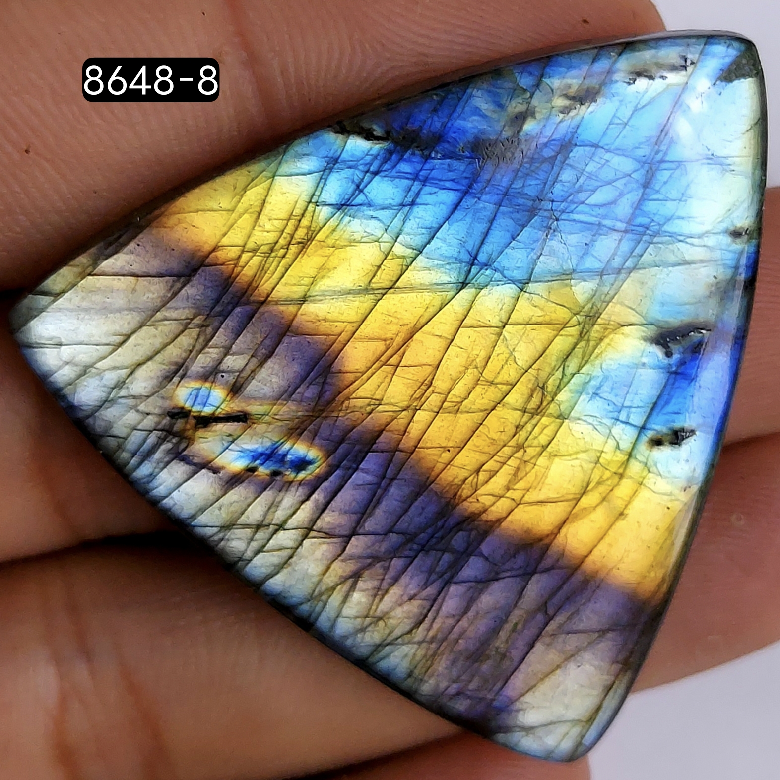 1Pcs 68Cts Natural Multi Fire Labradorite Fancy Shape Cabochon Loose Gemstone Lot For Jewelry Making 41x40mm #8648-8