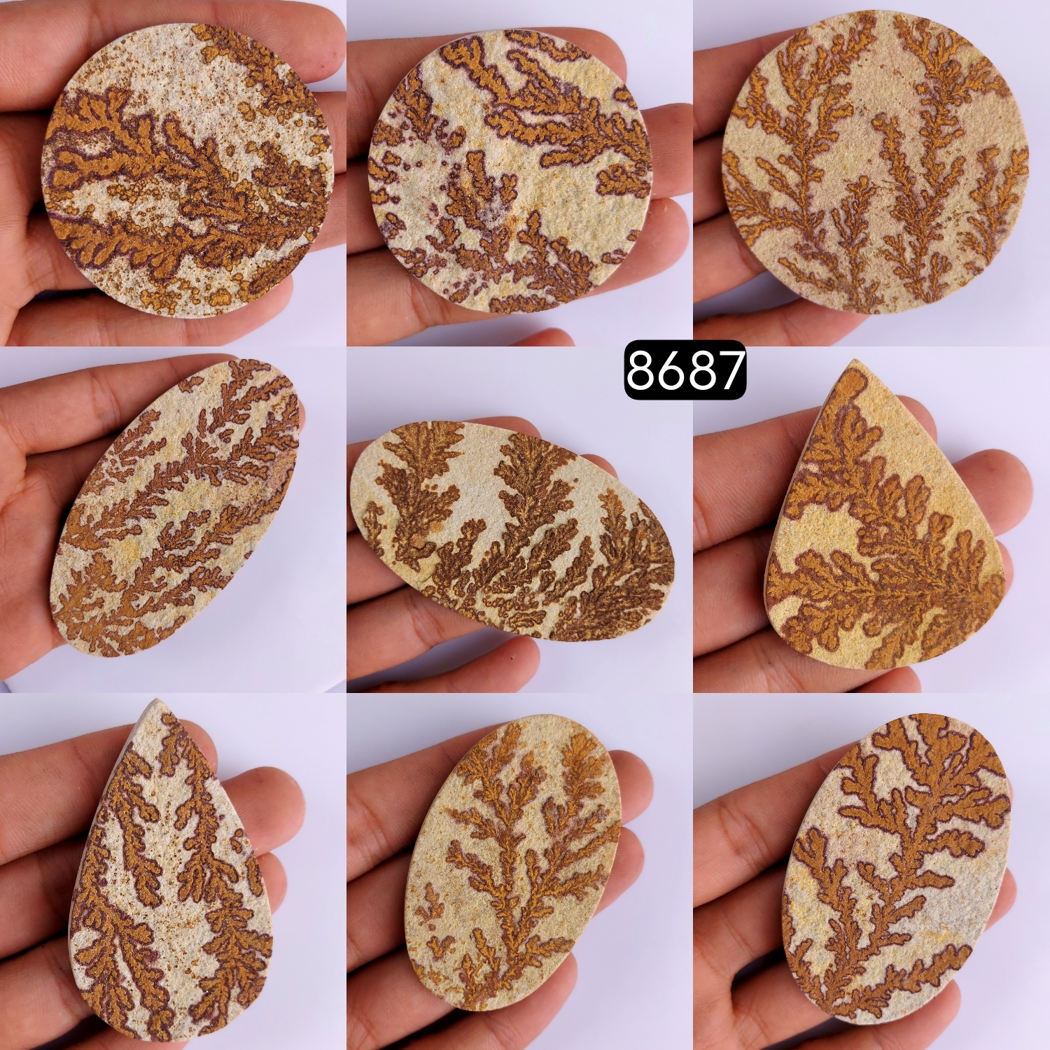9Pcs 1266Cts Natural Manganese Oxide Dendrites Cabochon Jewelry Dendritic Limestone Rocks Minerals Specimen Manganese and Iron Oxide Dendrites From Solnhofen Unpolish Gemstone 98x53 45x45mm#R-8687