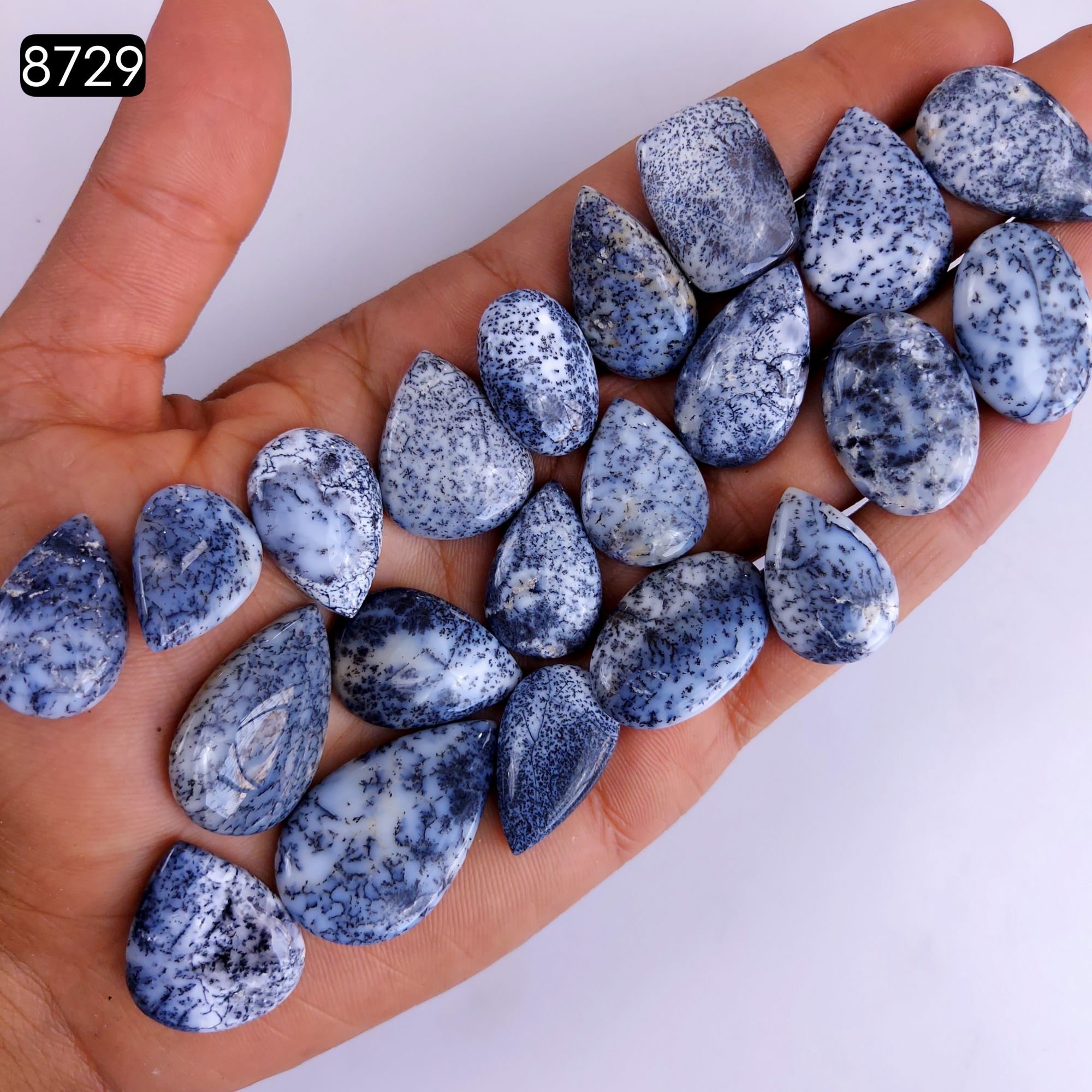 21Pcs 332Cts Natural Dendrite Opal Gemstone Black White Design Dendrite Opal Cabochon Flat Back Dendrite Opal Stone Both Side Polished Dendrite Opal Stone 35x21 22x16mm8729