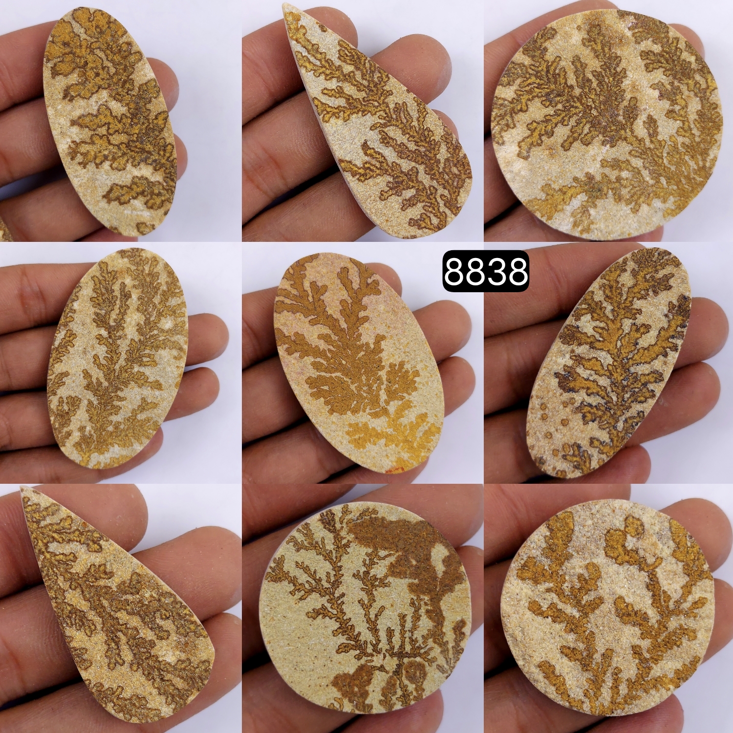 9Pcs 756Cts  Natural Manganese Dendrites Loose Gemstone Cabochon Mix shapes and Size Lot 66x40 20x20mm#8838
