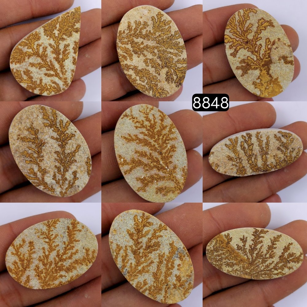 9Pcs 470Cts  Natural Manganese Dendrites Loose Gemstone Cabochon Mix shapes and Size Lot 43x30 35x21mm#8848