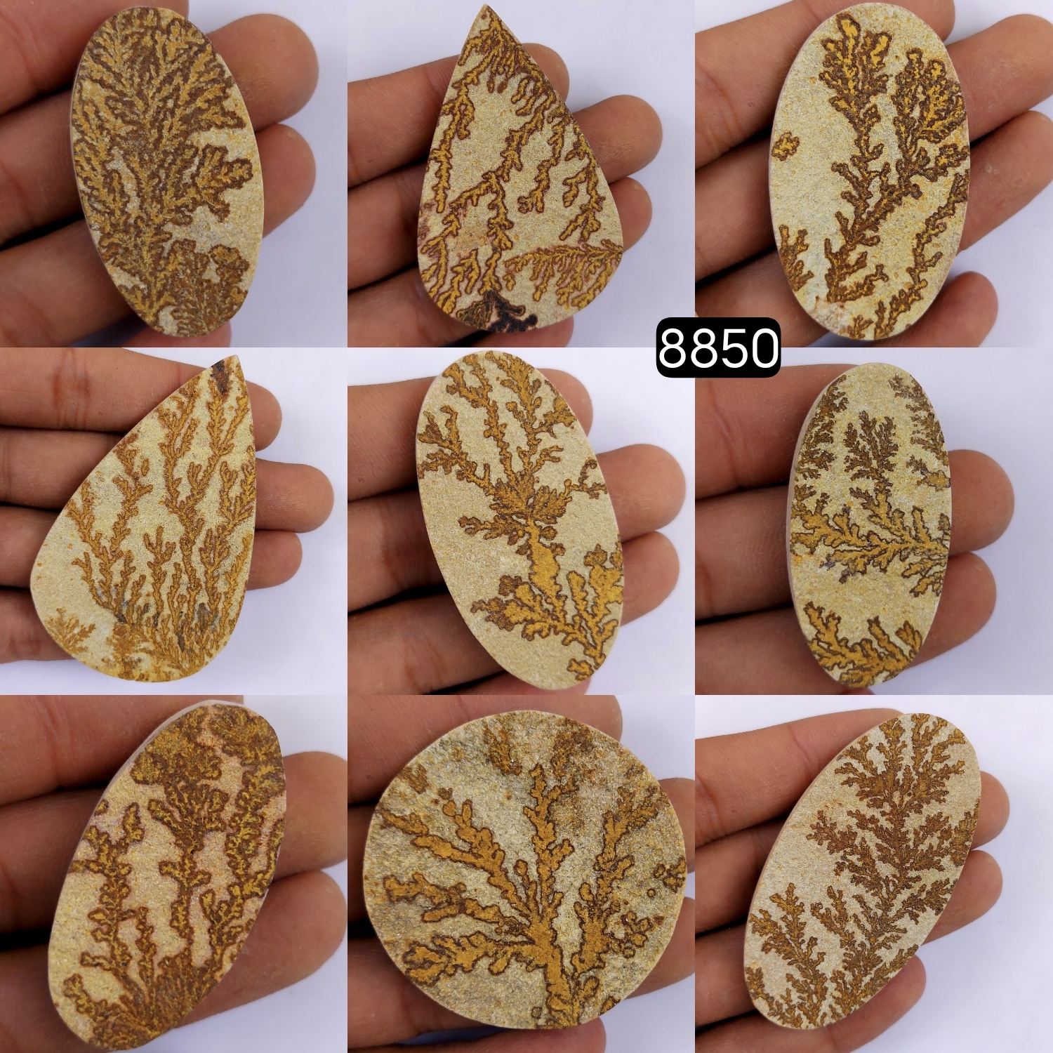 9Pcs 835Cts  Natural Manganese Dendrites Loose Gemstone Cabochon Mix shapes and Size Lot 70x43 42x20mm#8850