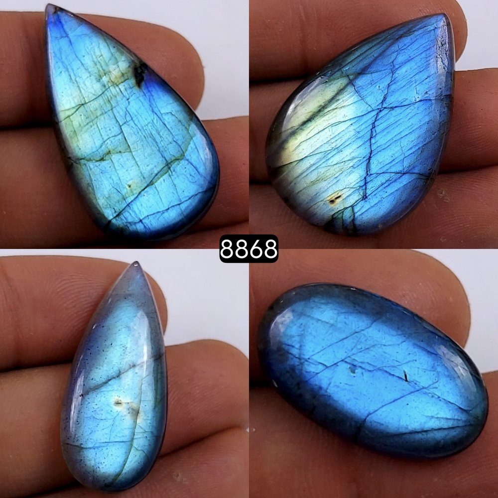 4Pcs 120Cts  Natural Labradorite Mix Shape Loose Gemstone Cabochon Lot For Jewelry Making 36x23 23x13mm#R-8868