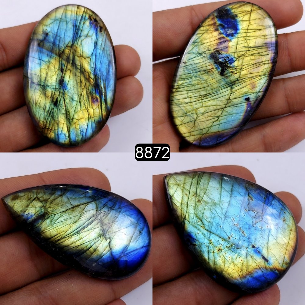 4Pcs 574Cts  Natural Labradorite Mix Shape Loose Gemstone Cabochon Lot For Jewelry Making 62x36 54x38mm#R-8872