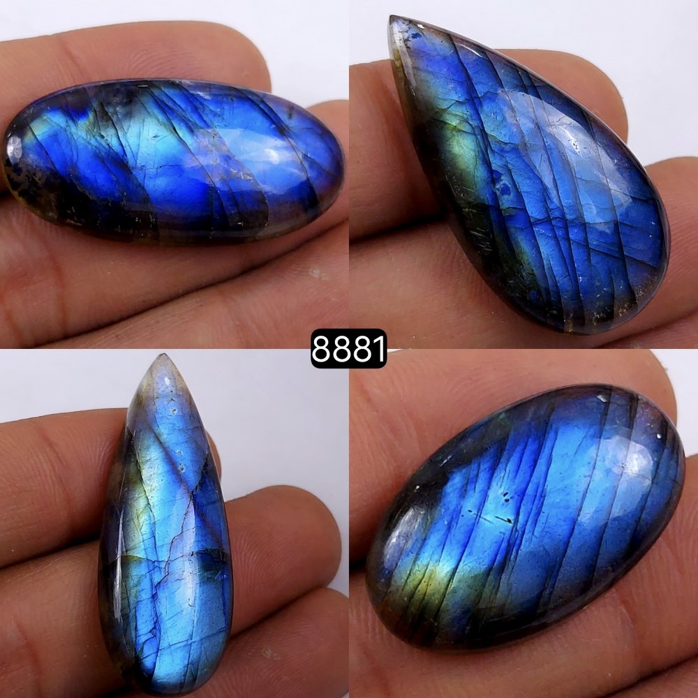 4Pcs 152Cts  Natural Labradorite Mix Shape Loose Gemstone Cabochon Lot For Jewelry Making 41x13 27x16mm#8881