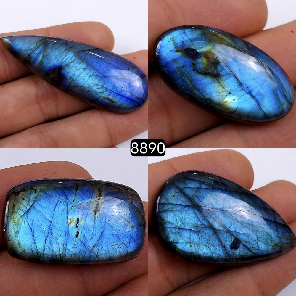 4Pcs 199Cts  Natural Labradorite Mix Shape Loose Gemstone Cabochon Lot For Jewelry Making 57x20 28x16mm#8890