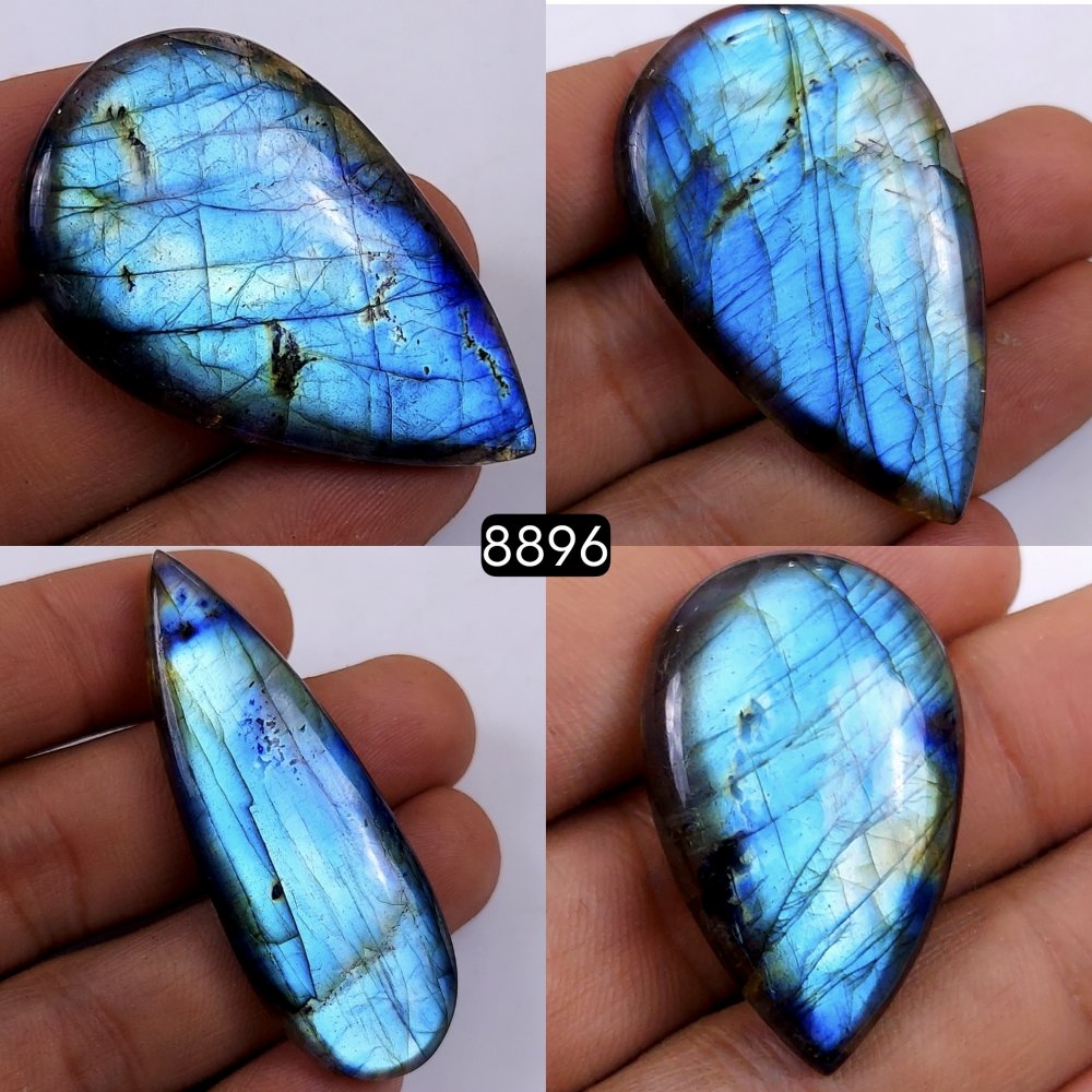 4Pcs 239Cts  Natural Labradorite Mix Shape Loose Gemstone Cabochon Lot For Jewelry Making 48x38 35x20mm#8896