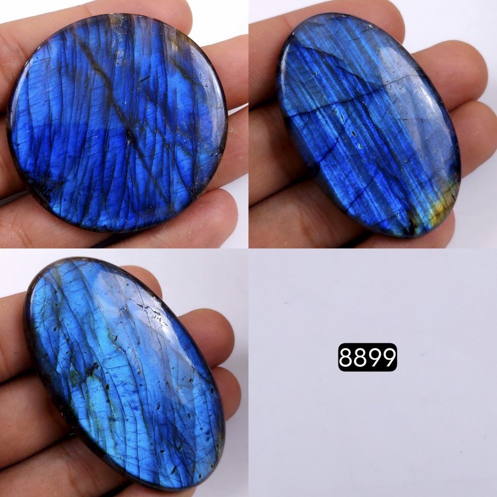 3Pcs 388Cts  Natural Labradorite Mix Shape Loose Gemstone Cabochon Lot For Jewelry Making 48x48 50x30mm#8899