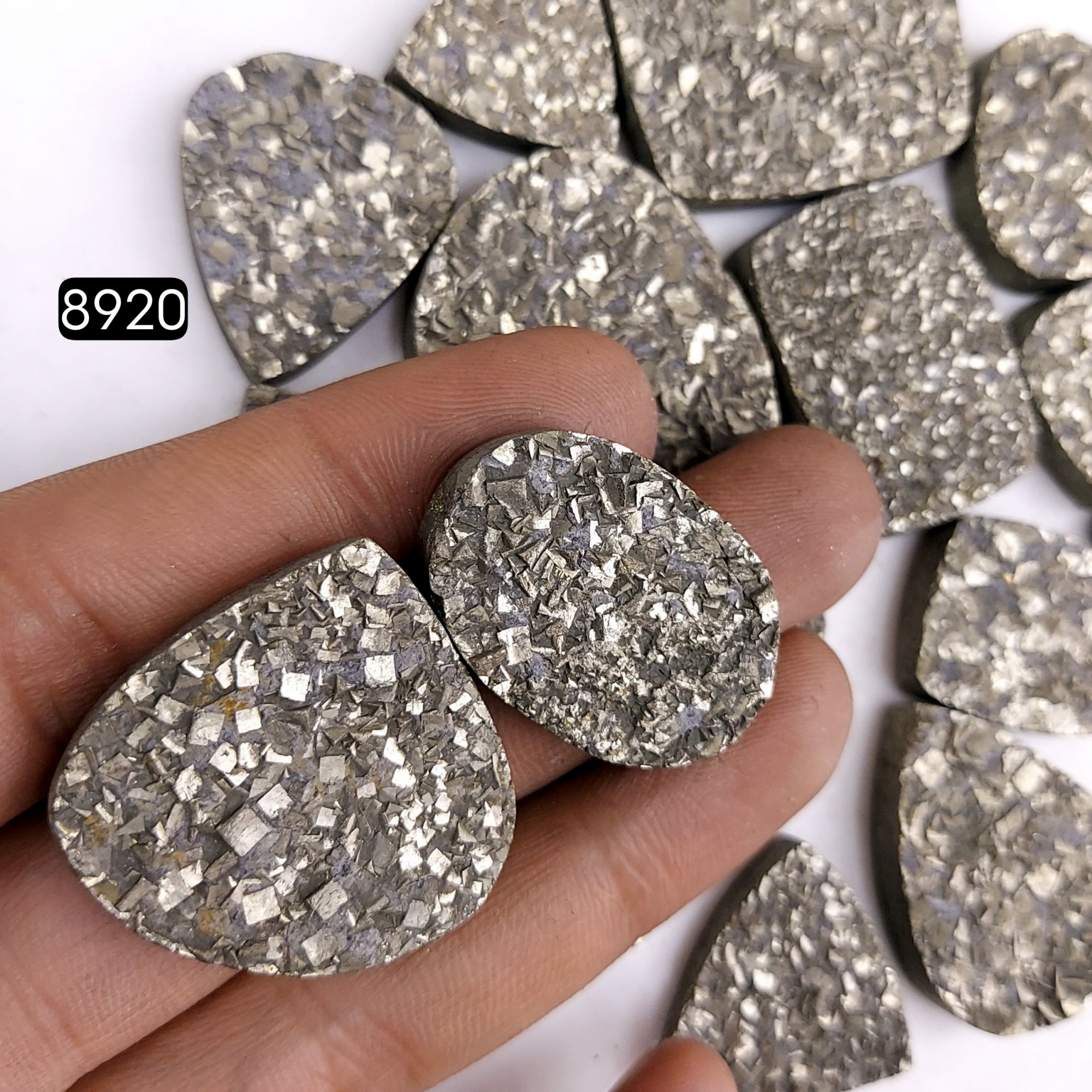 16Pcs 1180CtsNatural Golden Pyrite Druzy Loose Cabochon Gemstone Mix Shape And Size For Jewelry Making Lot 32x32 20x20mmR-8920