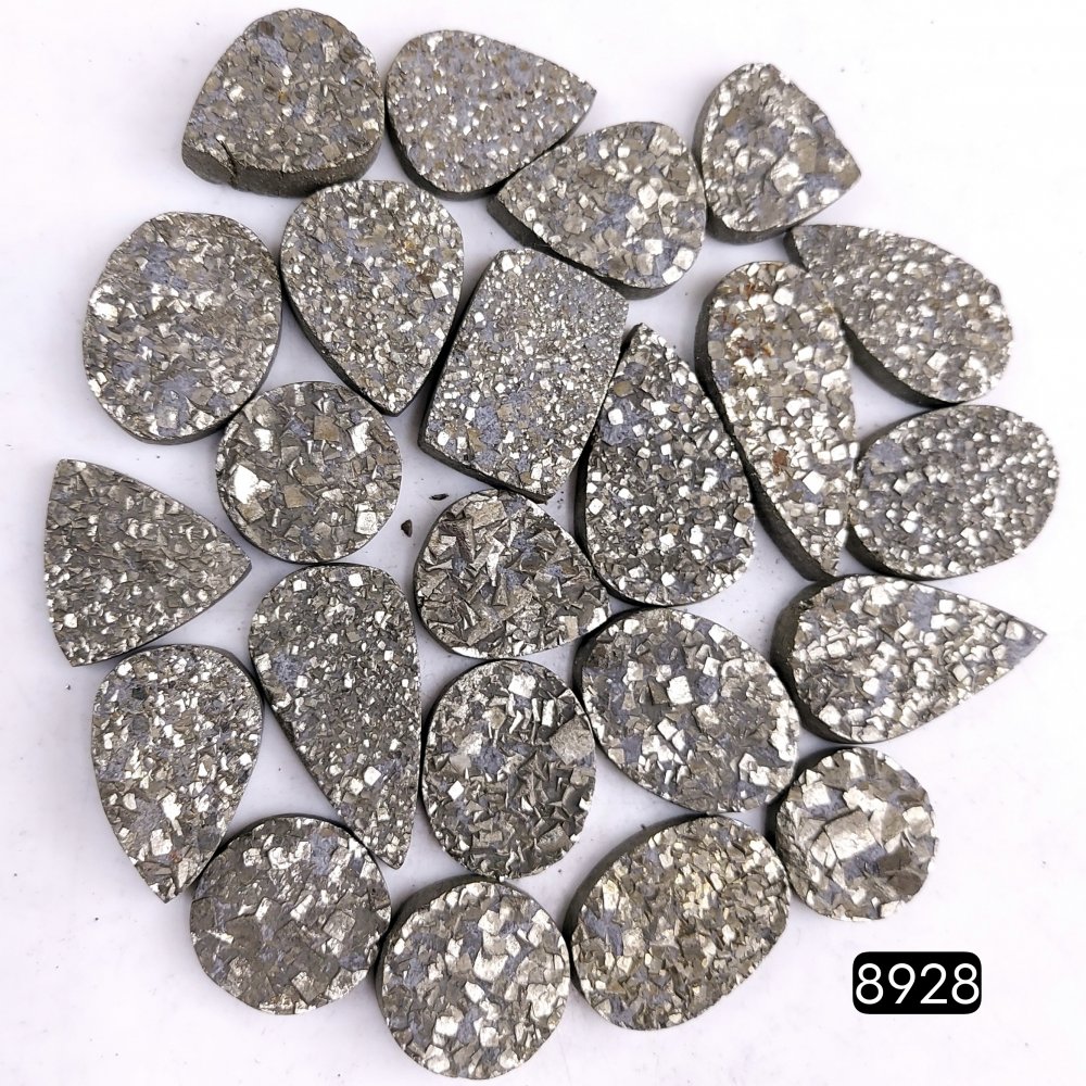 23Pcs 905CtsNatural Golden Pyrite Druzy Loose Cabochon Gemstone Mix Shape And Size For Jewelry Making Lot 34x14 16x16mm#8928