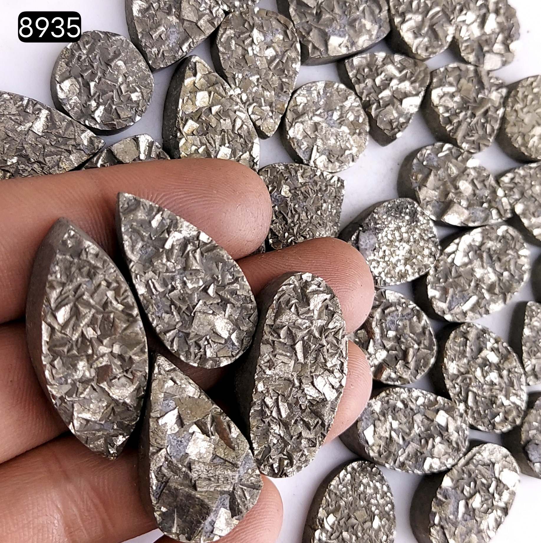 35Pcs 1110CtsNatural Golden Pyrite Druzy Loose Cabochon Gemstone Mix Shape And Size For Jewelry Making Lot 30x12 13x13mm8935
