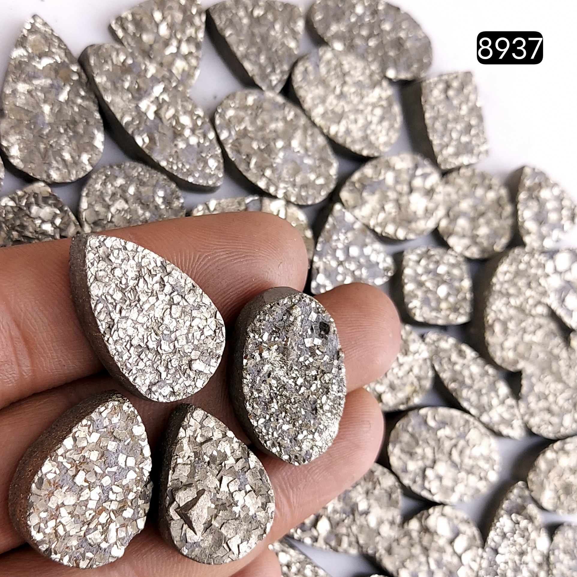 46Pcs 1458CtsNatural Golden Pyrite Druzy Loose Cabochon Gemstone Mix Shape And Size For Jewelry Making Lot 23x15 12x12mm8937