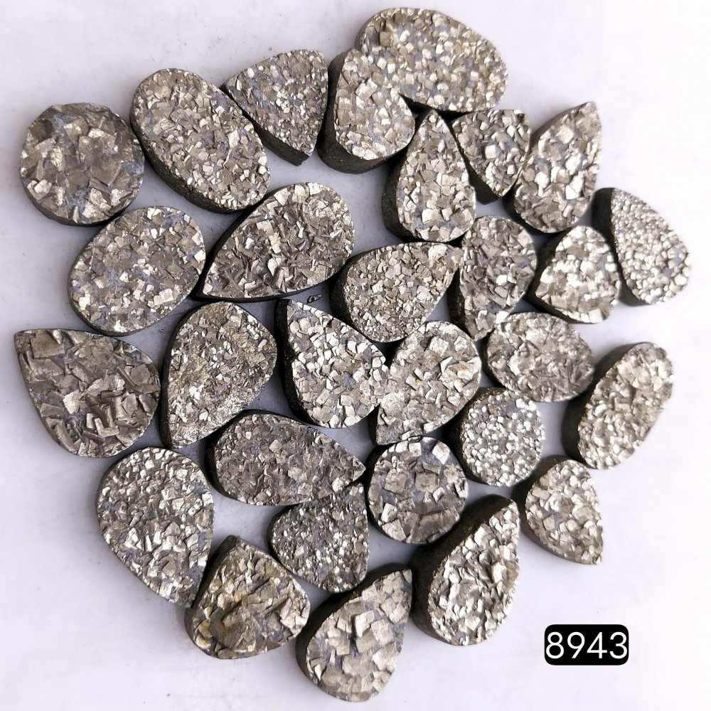 29Pcs 703CtsNatural Golden Pyrite Druzy Loose Cabochon Gemstone Mix Shape And Size For Jewelry Making Lot 22x12 15x10mm#8943