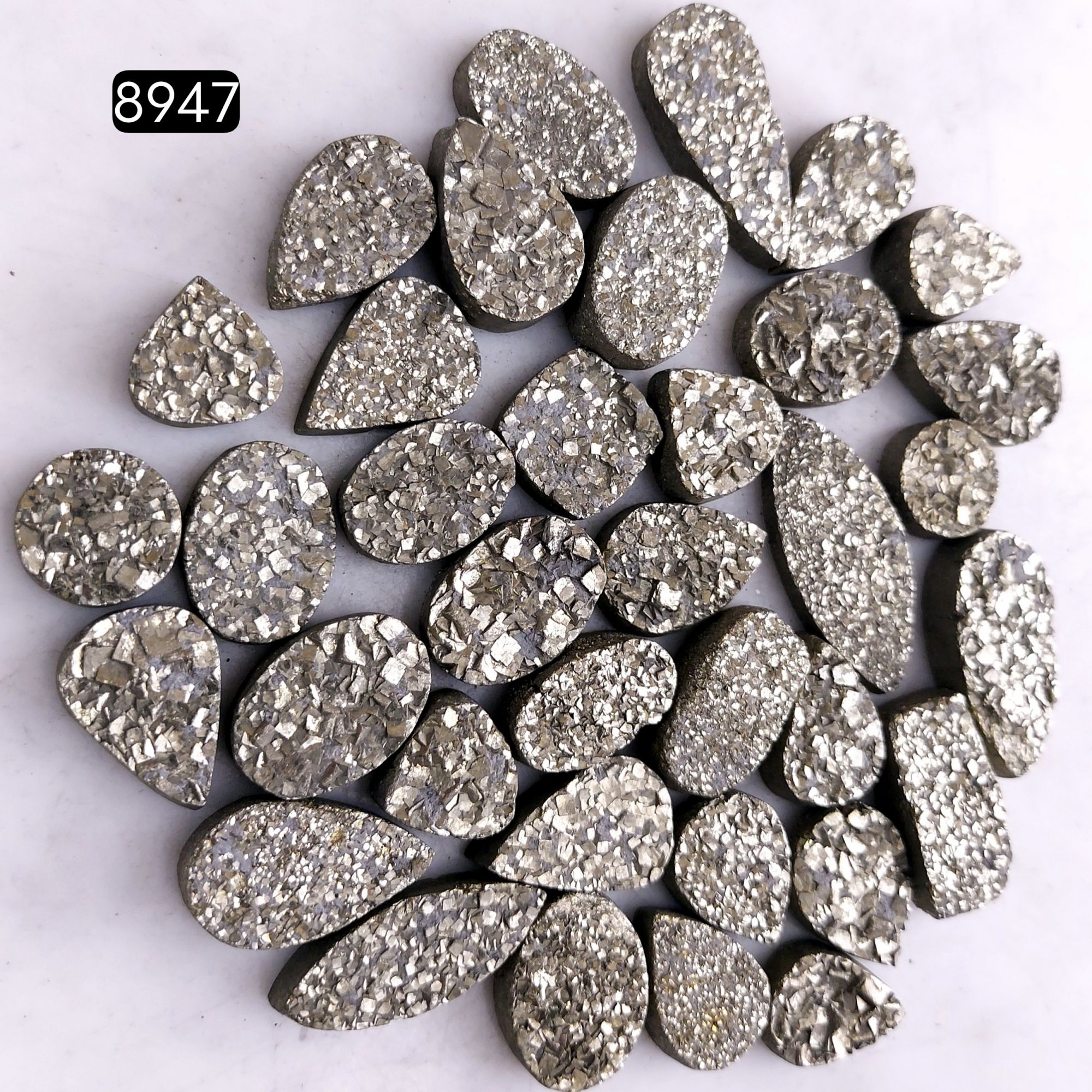 36Pcs 733CtsNatural Golden Pyrite Druzy Loose Cabochon Gemstone Mix Shape And Size For Jewelry Making Lot 27x11 9x9mmR-8947