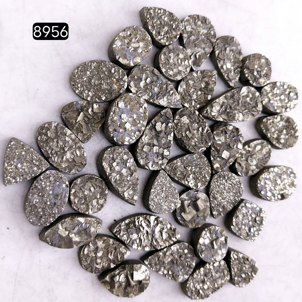 37Pcs 626CtsNatural Golden Pyrite Druzy Loose Cabochon Gemstone Mix Shape And Size For Jewelry Making Lot 22x10 10x10mm#8956