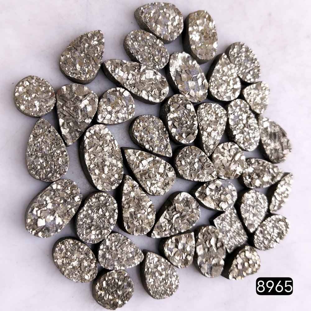 39Pcs 442CtsNatural Golden Pyrite Druzy Loose Cabochon Gemstone Mix Shape And Size For Jewelry Making Lot 15x12 8x8mm#8965