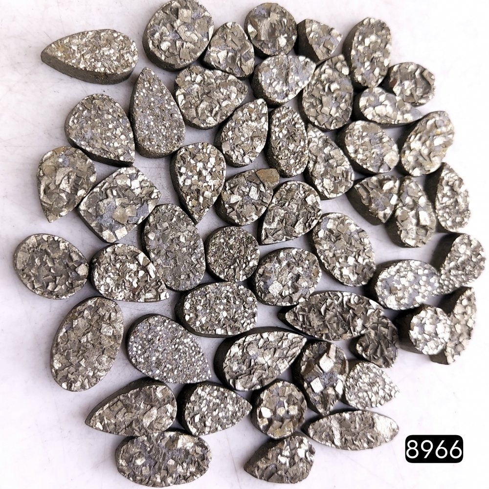 50Pcs 556CtsNatural Golden Pyrite Druzy Loose Cabochon Gemstone Mix Shape And Size For Jewelry Making Lot 20x7 8x8mm#8966