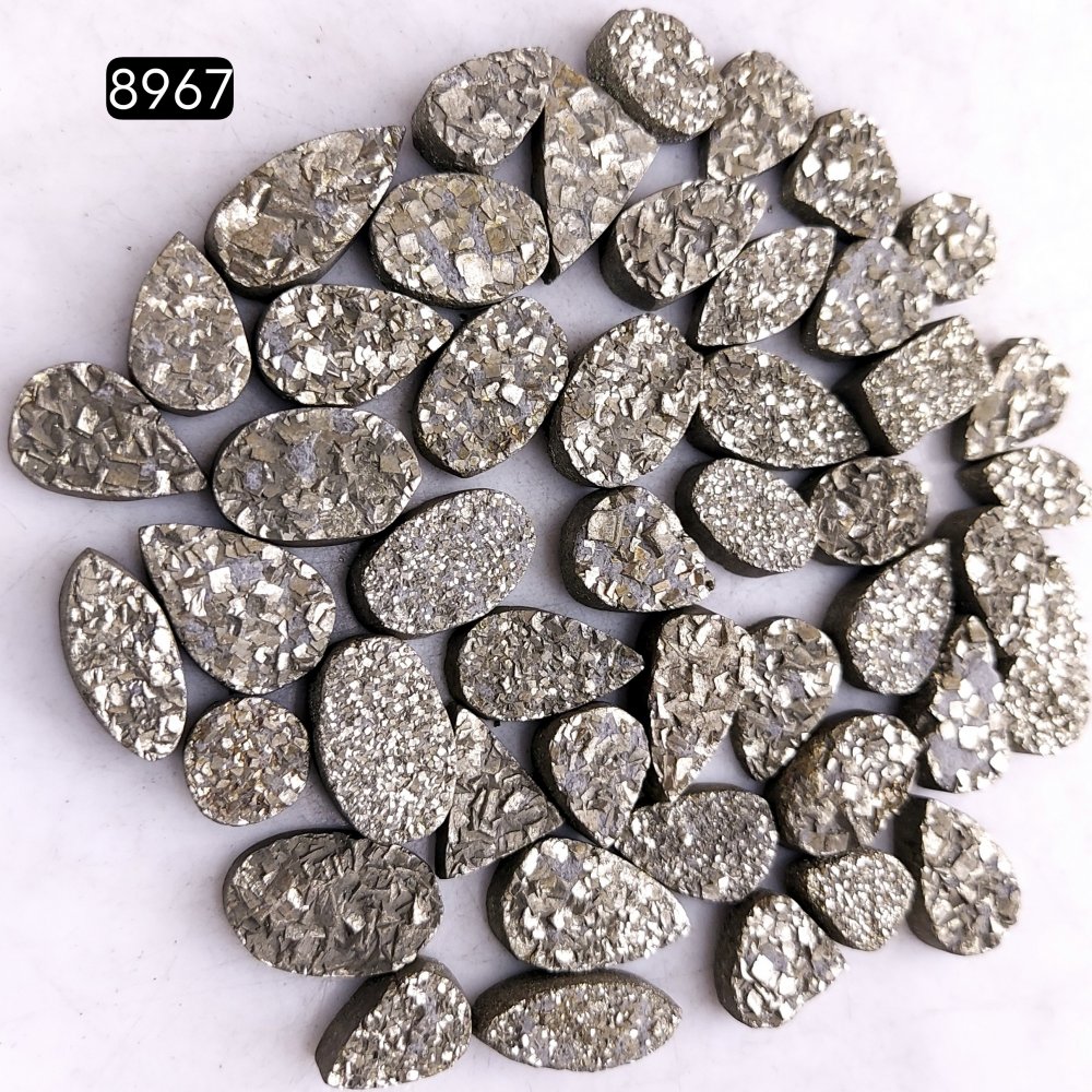 47Pcs 552CtsNatural Golden Pyrite Druzy Loose Cabochon Gemstone Mix Shape And Size For Jewelry Making Lot 18x8 8x8mm#8967