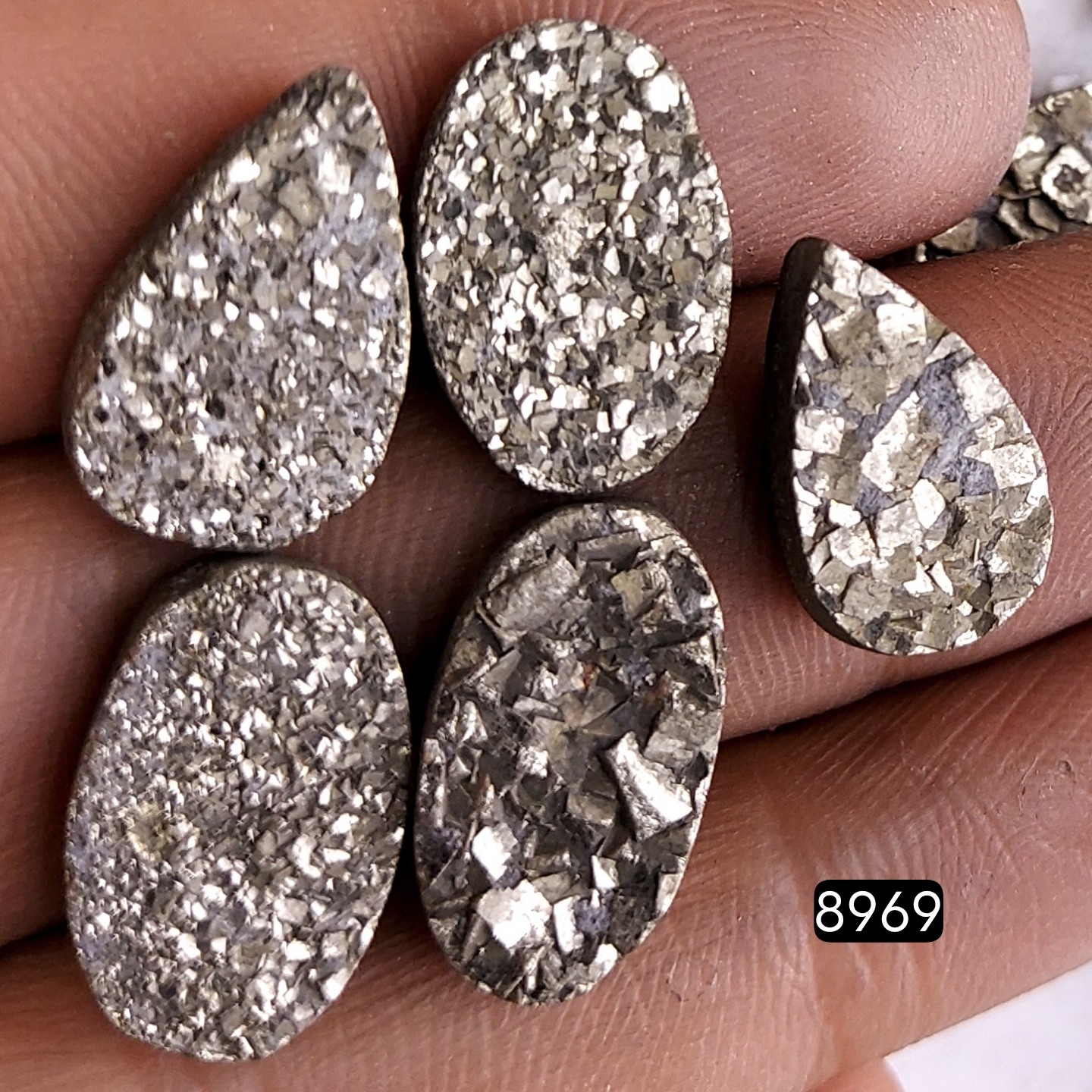 42Pcs 455CtsNatural Golden Pyrite Druzy Loose Cabochon Gemstone Mix Shape And Size For Jewelry Making Lot 16x6 8x8mmR-8969