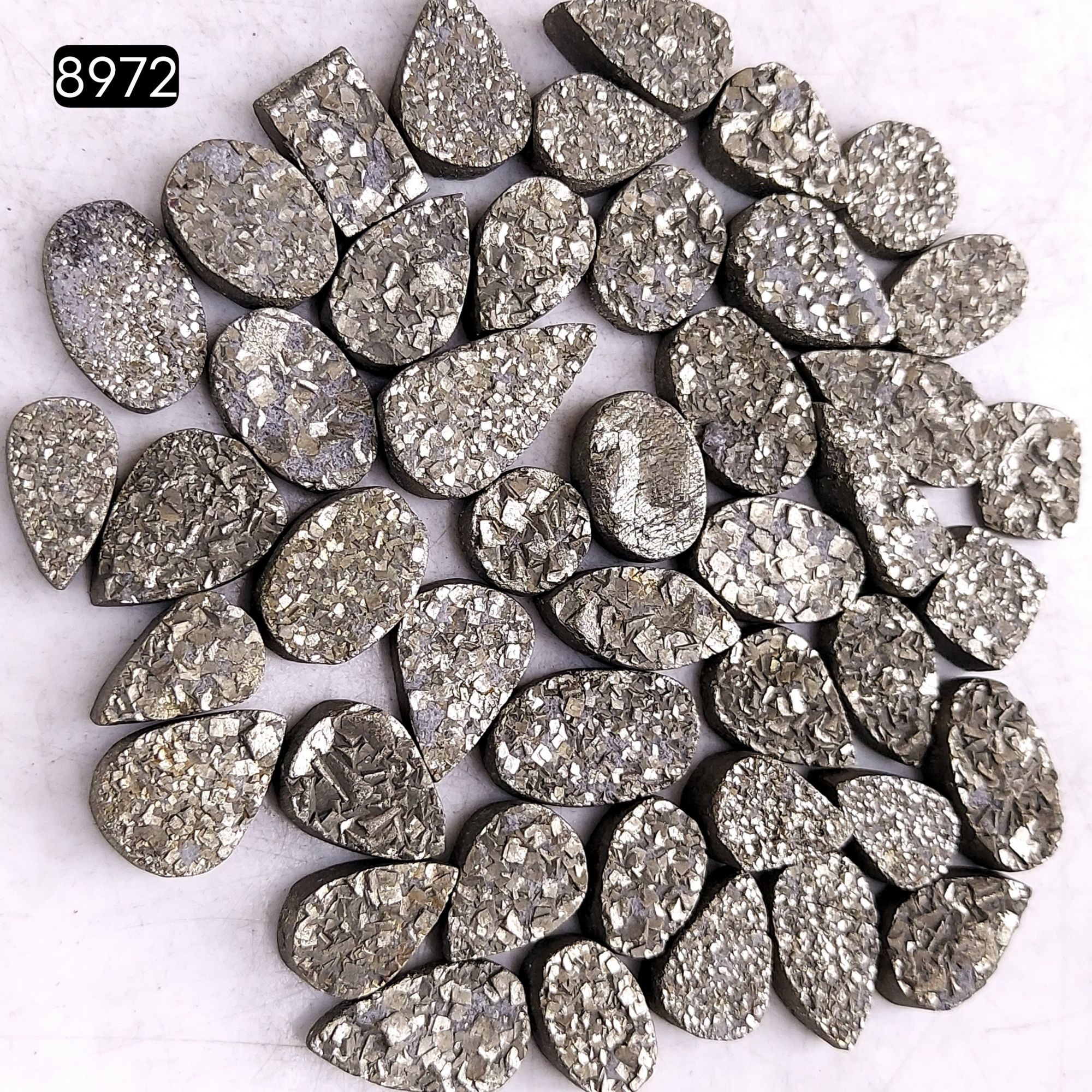 45Pcs 540CtsNatural Golden Pyrite Druzy Loose Cabochon Gemstone Mix Shape And Size For Jewelry Making Lot 18x8 7x7mm8972