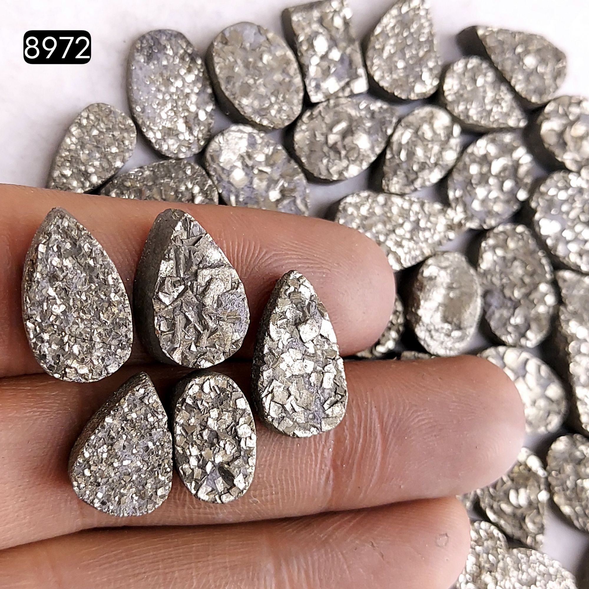 45Pcs 540CtsNatural Golden Pyrite Druzy Loose Cabochon Gemstone Mix Shape And Size For Jewelry Making Lot 18x8 7x7mm8972