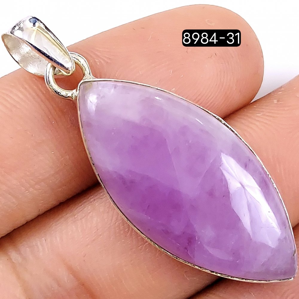 47Cts 925 Sterling Silver Natural Pink Kunzite Gemstone Marquise Shape Jewelry Pendant37x17mm#8984-31