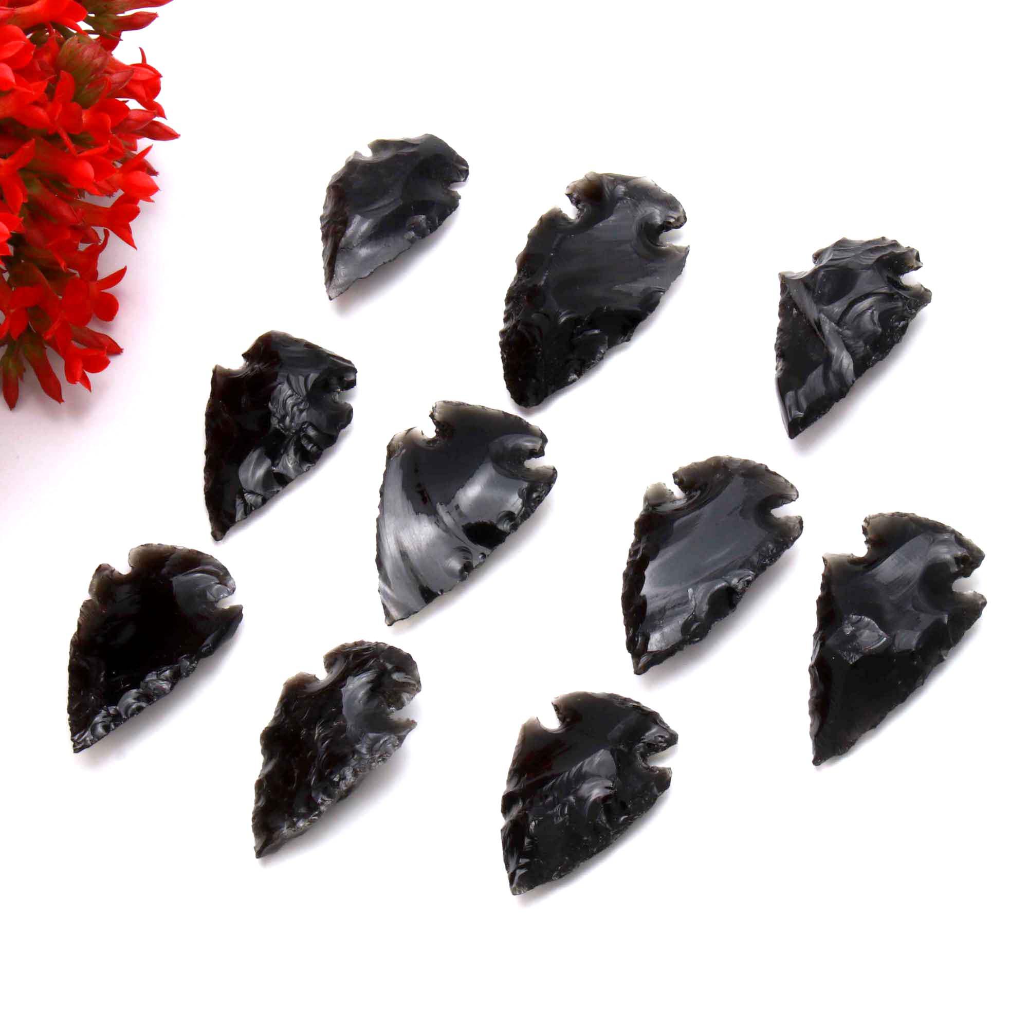 Black obsidian carved arrowhead