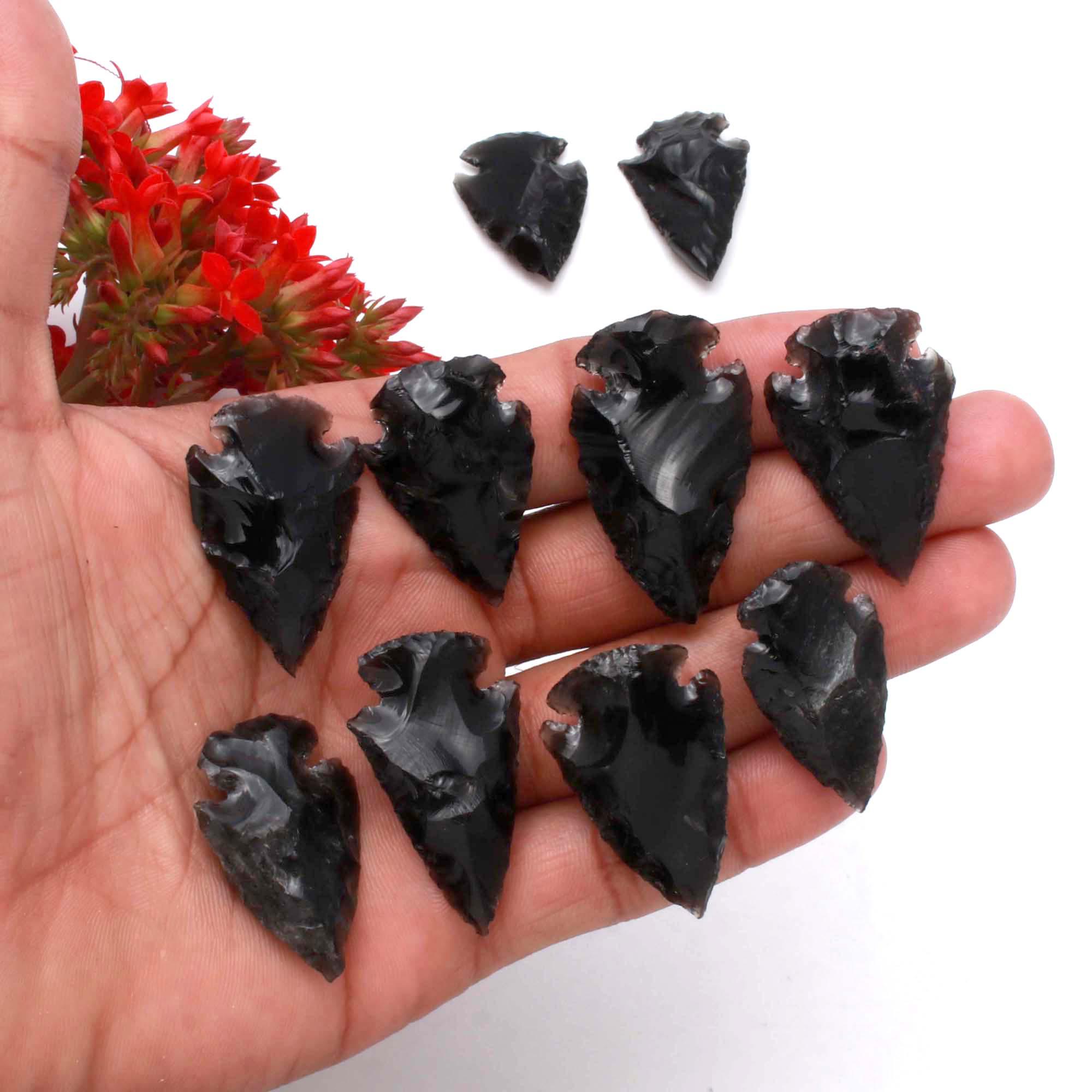 Black obsidian carved arrowhead