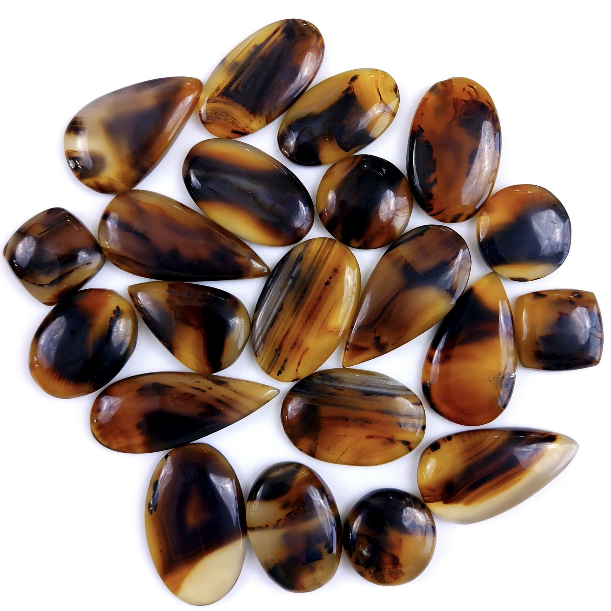 26Pcs 558Cts Natural Montana Agate Cabochon Lot Brown Flat Back Gemstone Crystal Wholesale Loose gemstone For Jewelry Making 35x25 22x14mm