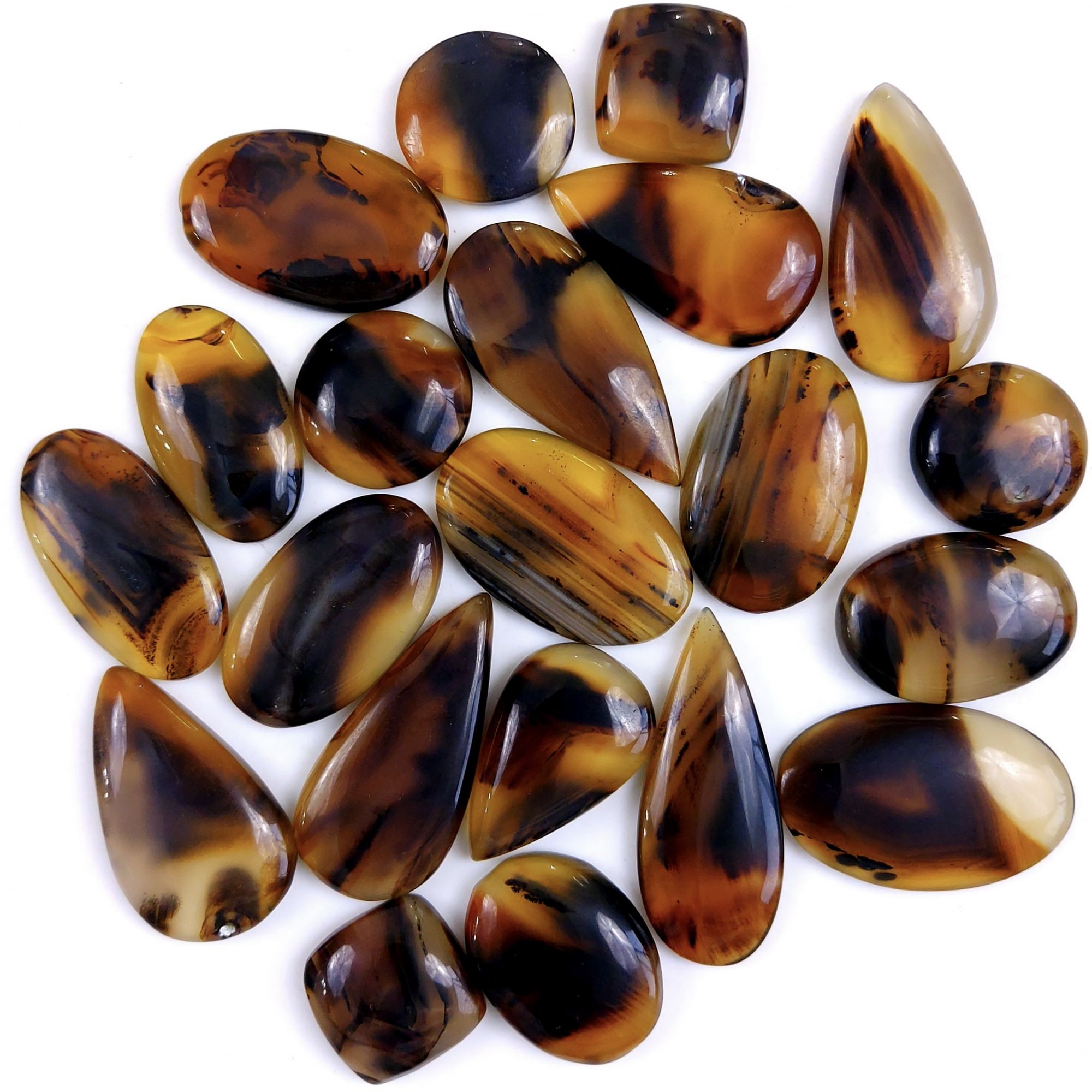 26Pcs 558Cts Natural Montana Agate Cabochon Lot Brown Flat Back Gemstone Crystal Wholesale Loose gemstone For Jewelry Making 35x25 22x14mm