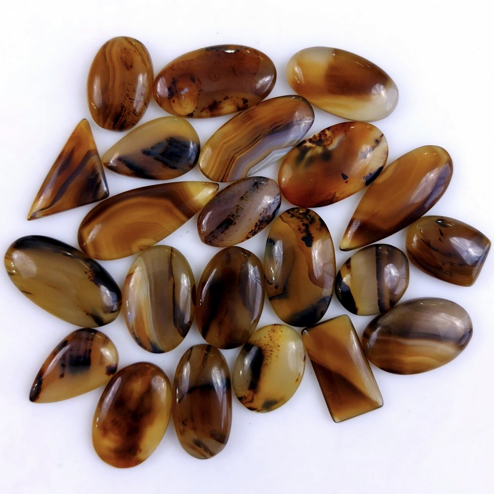 22Pcs 288Cts Natural Montana Agate Cabochon Lot Brown Flat Back Gemstone Crystal Wholesale Loose gemstone For Jewelry Making 33x13 12x12mm