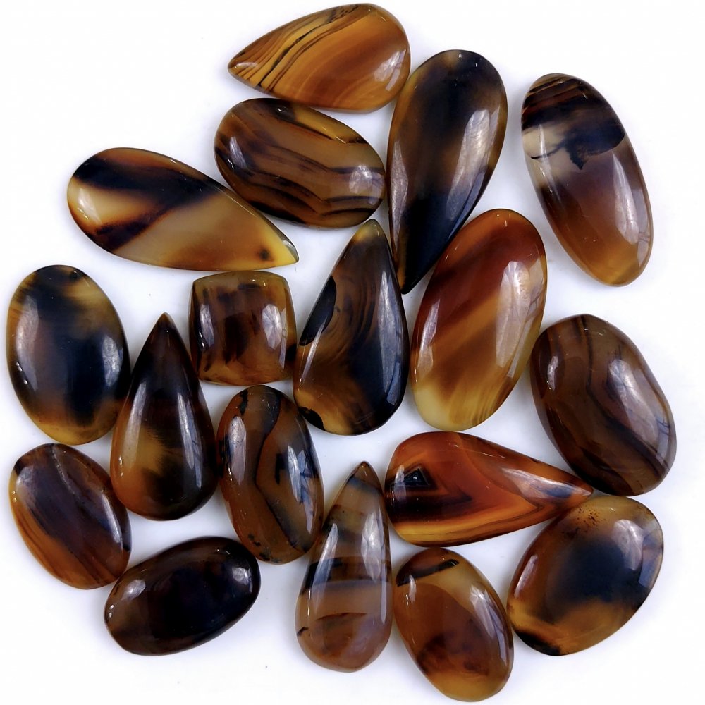 18Pcs 259Cts Natural Montana Agate Cabochon Lot Brown Flat Back Gemstone Crystal Wholesale Loose gemstone For Jewelry Making 29x11 14x10mm