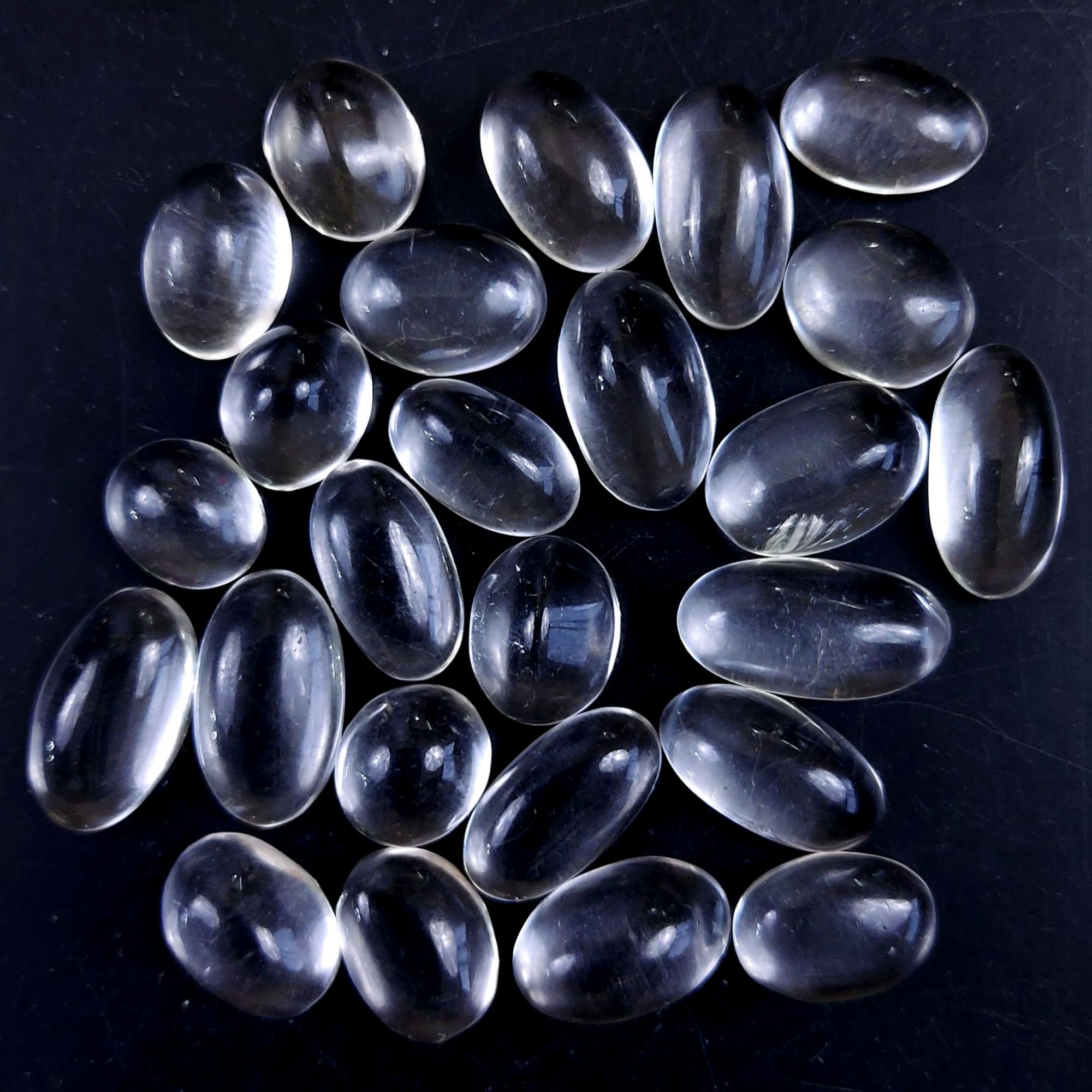 25Pcs 141Cts Natural Crystal Quartz Cabochon Lot Oval Shape Loose Cabochon For Jewelry Making  14x12 9x7mm